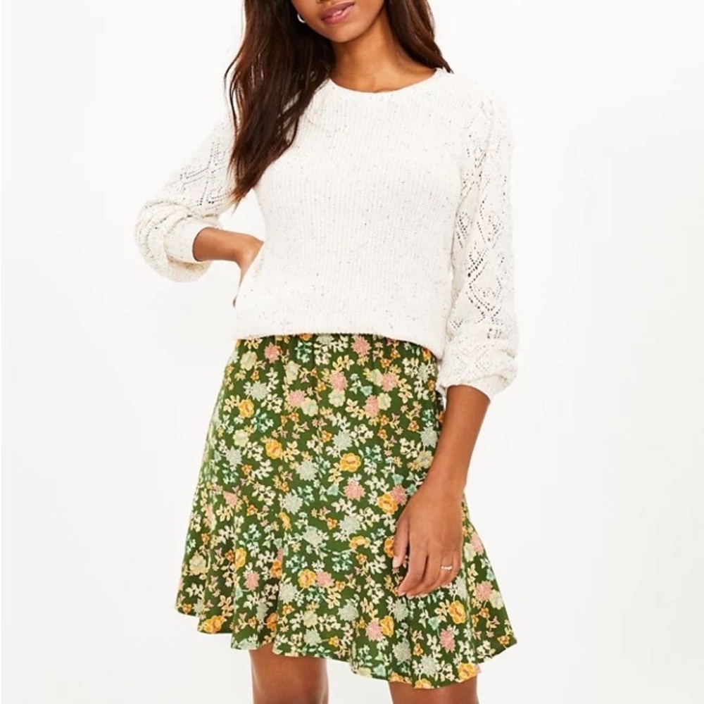 Loft Floral Tiered Flippy Skirt